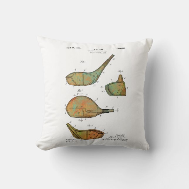 Almofada CABEÇAS de CLUBE do GOLFE - cerca de 1925 - (Frente)