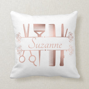 Almofada Cabelereiro Rosa Dourado Personalizado Cabeleireir