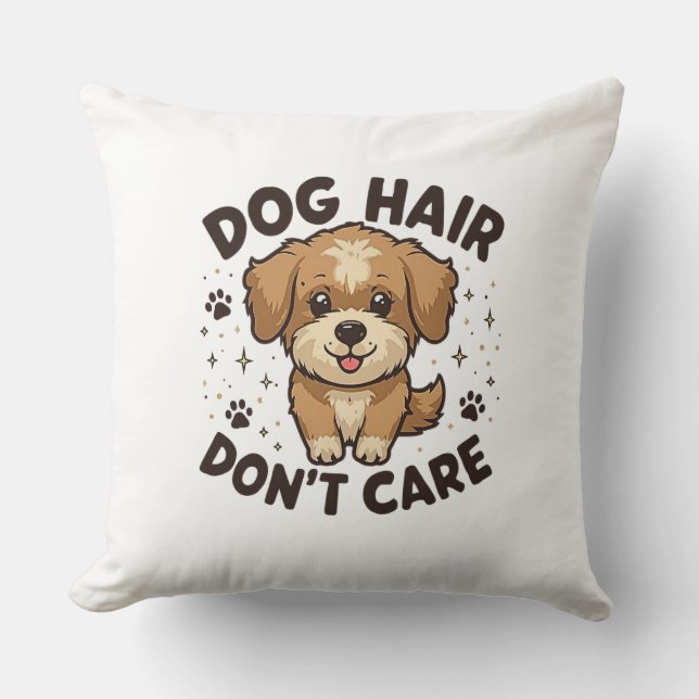 Almofada Cabelo de Cachorro, Não Me Importo – Design Divert (Frente)