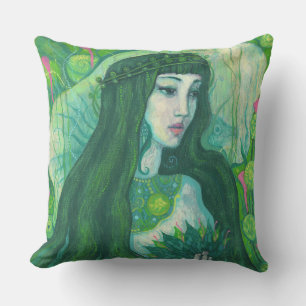 Almofada Cabelo Verde Sereia Submarina Fantasia Arte Surrea