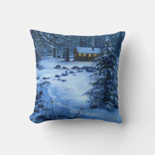 Almofada "Cabine acolhedor travesseiro na neve"
