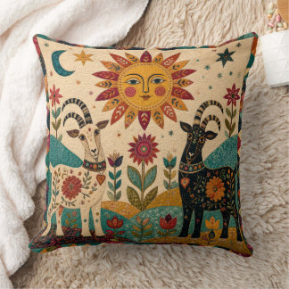 Almofada Cabras Caprichosas Arte Folclórica