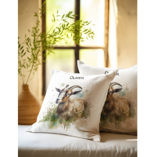Almofada Cabrito da Fazenda em Aquarela, personalizado