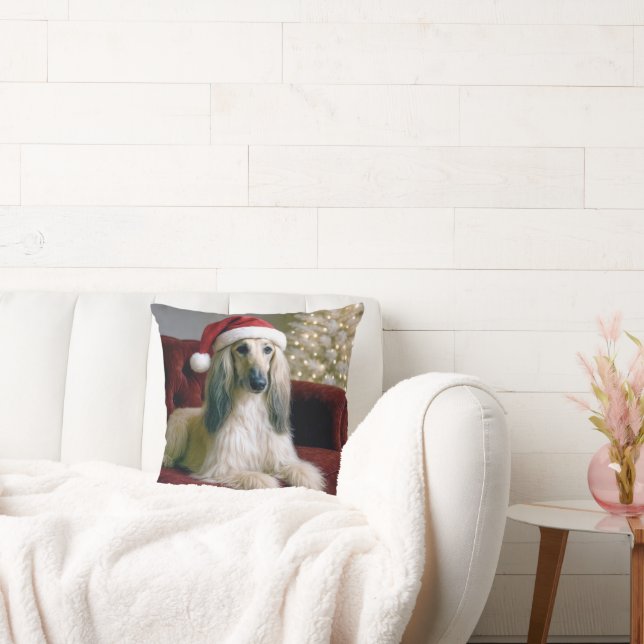 Almofada Caça Afegã Vestindo um Chapéu do Papai Noel (Sofá)