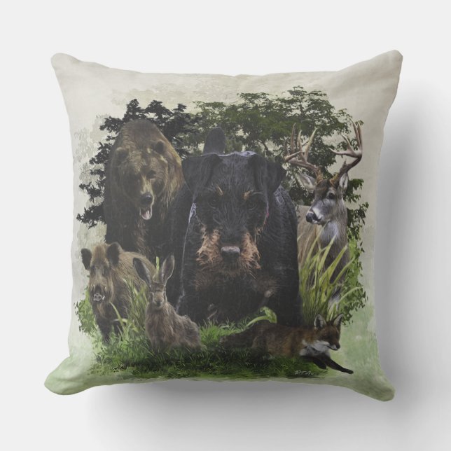 Almofada Caça alemã Terrier (Jagdterrier) (Frente)