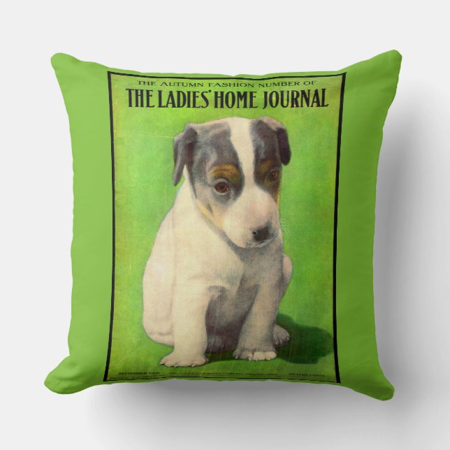 Almofada Cachorrinho da capa do Ladies Home Journal de sete (Frente)