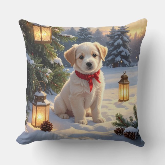 Almofada Cachorrinho Fofo na Neve (Frente)