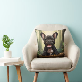 Almofada 😍Cachorrinho Frenchie doce em uma floresta