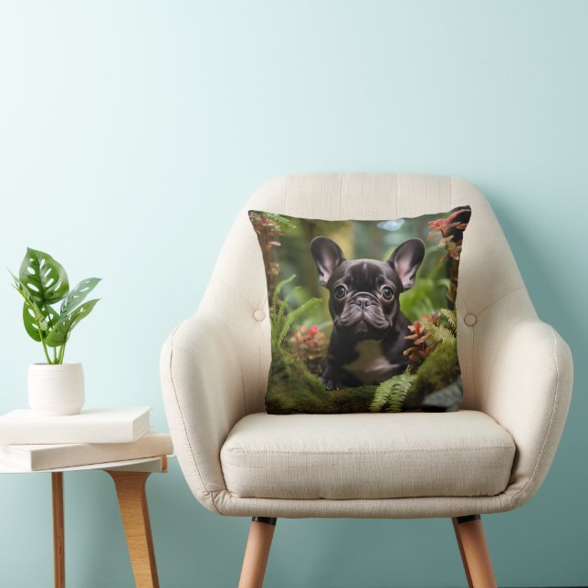Almofada 🐶💛Cachorrinho Frenchie doce em uma selva (Cadeira)