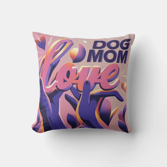 Almofada Cachorro Amor Mãe Rosa Roxo (Frente)