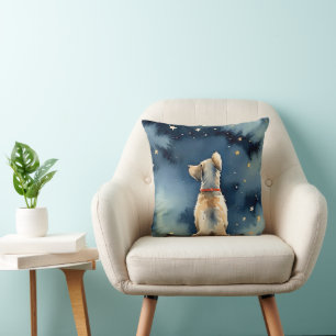 Almofada Cachorro Aquarela Estrelando Estrelas