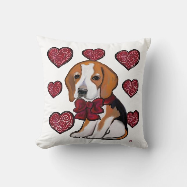 Almofada Cachorro Beagle no Dia dos Namorados (Frente)