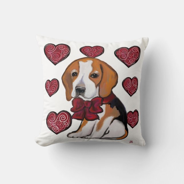 Almofada Cachorro Beagle no Dia dos Namorados (Frente)
