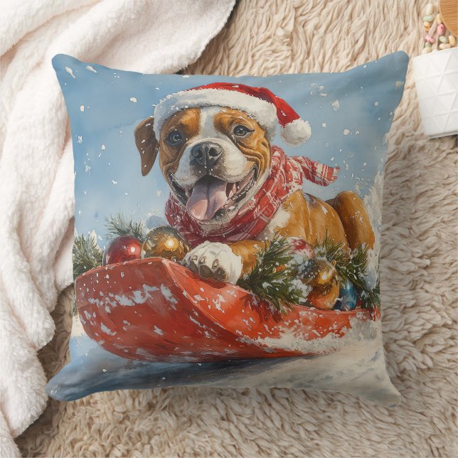 Almofada Cachorro Boxer em Trenó Deixe Nevar Natal (Cobertor)