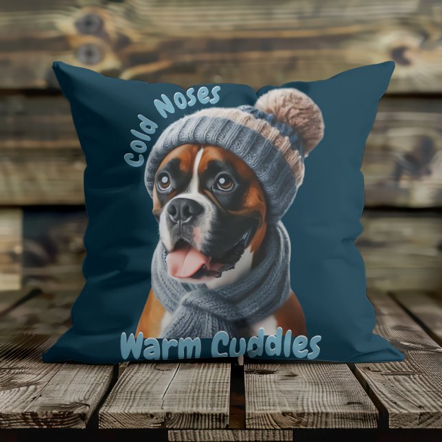 Almofada Cachorro Boxer Narizes Frios, Abraços Quentes (Criador carregado)