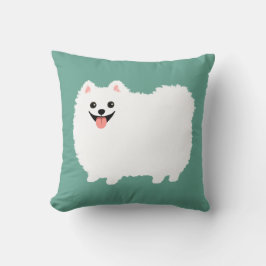 Almofada Cachorro Branca Sorridente Feliz Pomerano Fluffy