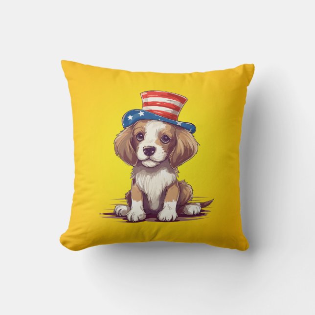 Almofada Cachorro Cachorrinho Fofo com Chapéu-54676 (Frente)