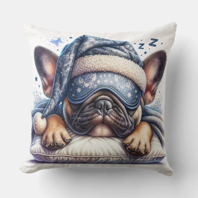 Almofada Cachorro-Cachorro Francês Dormindo Bastante (Frente)