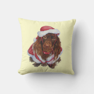 Almofada Cachorro castanho-bonito no Natal