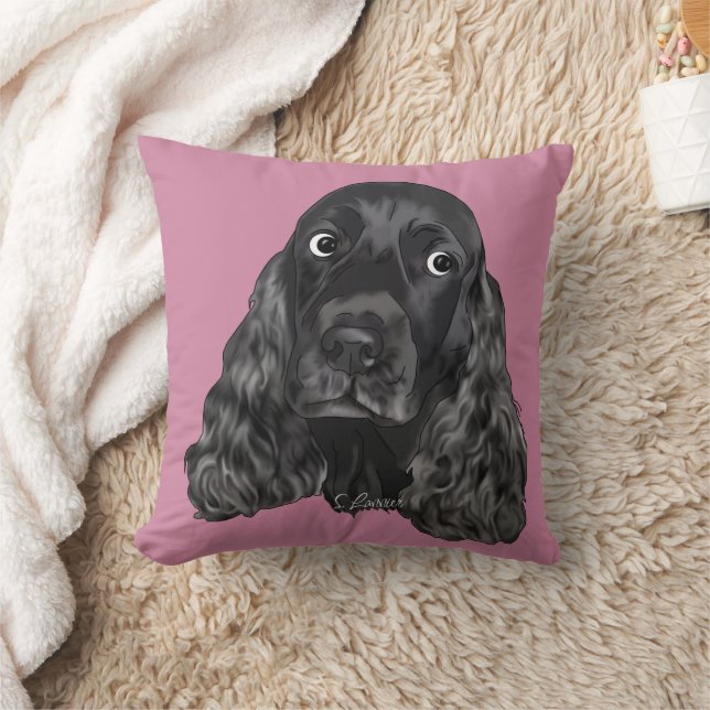 Almofada Cachorro Cocker Spaniel Preto Fofo (Cobertor)