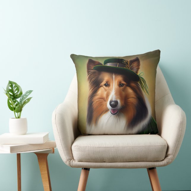 Almofada Cachorro Collie em Ruas. (Cadeira)