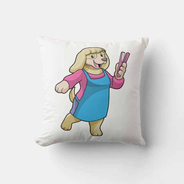 Almofada Cachorro como cabeleireiro com pente (Frente)