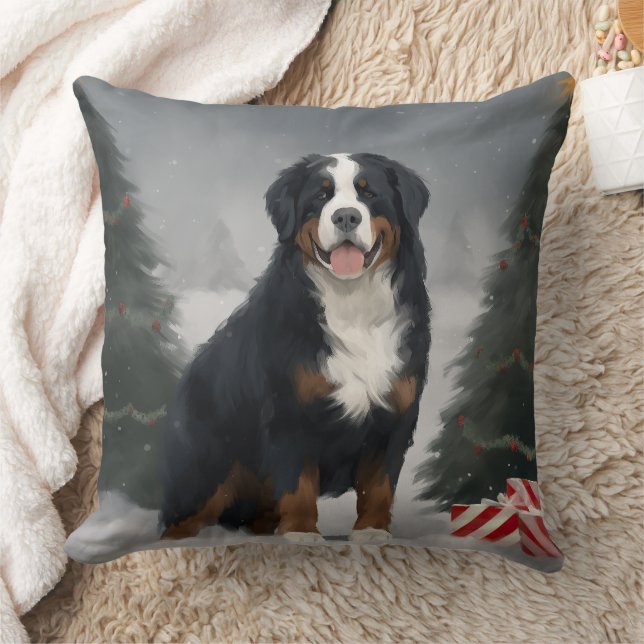 Almofada Cachorro da Montanha Bernese no Natal da Neve (Cobertor)