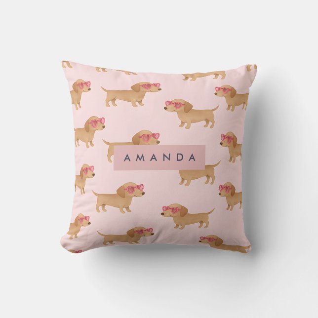 Almofada Cachorro Dachshund Adorável Personalizado (Frente)