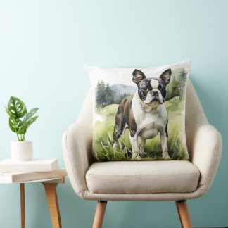 ALMOFADA CACHORRO DE BOSTON TERRIER BOSTON NEGRO E BRANCO
