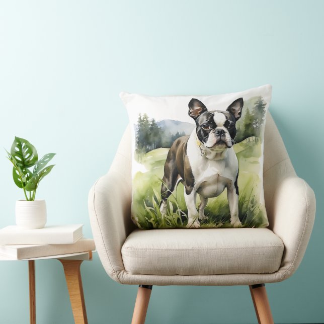 ALMOFADA CACHORRO DE BOSTON TERRIER BOSTON NEGRO E BRANCO (Cadeira)
