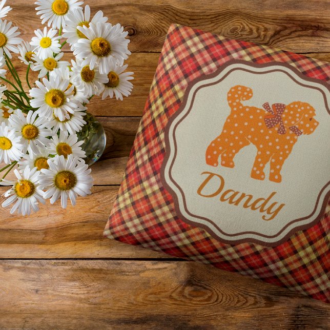 Almofada Cachorro de bronzeado de Bolinhas personalizado (Honor your Doodle with his own personalized pillow on the couch!)