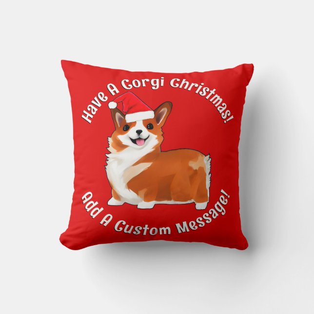 Almofada Cachorro De Corgi De Natal Com Papai Noel (Frente)