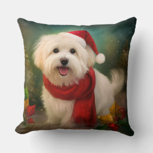 Almofada Cachorro de Coton de Tulear no Natal da Neve
