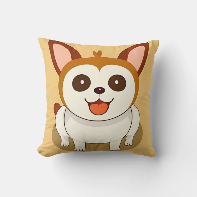 Almofada Cachorro de Desenho Animado Adorável Com Expressão (Frente)
