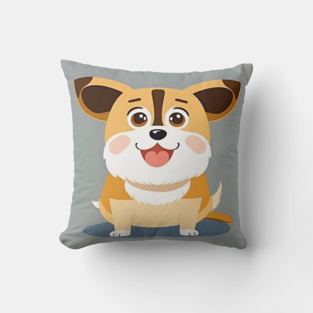 Almofada Cachorro de desenho animado kawaii fofo (Frente)