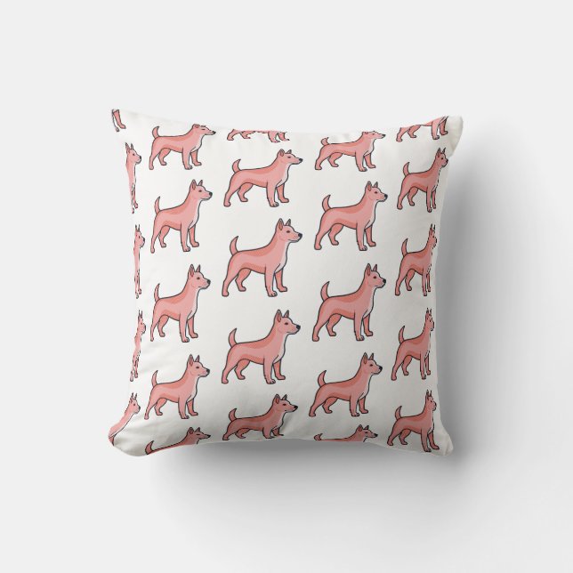 Almofada Cachorro de Desenho Animado Rosa (Frente)