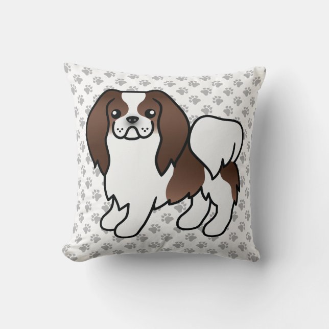 Almofada Cachorro de desenho japonês Chin marrom e branco & (Frente)