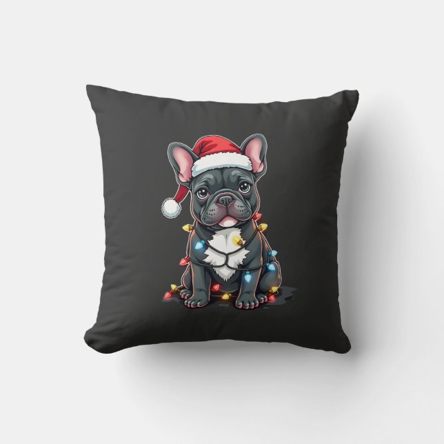 Almofada Cachorro de Natal Bulldog Francês Natal Frenchie 3 (Frente)