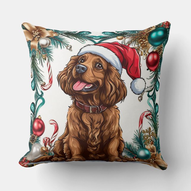 Almofada Cachorro de natal fofo (Frente)