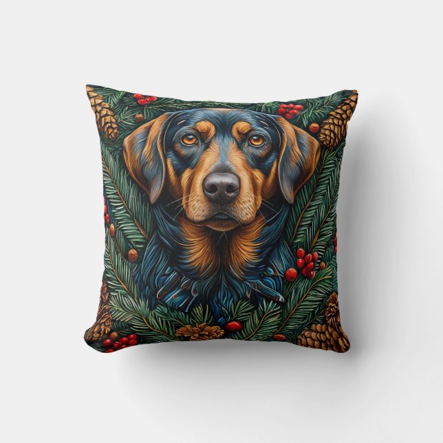 Almofada Cachorro de Natal fofo (Frente)