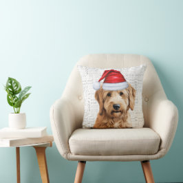 Almofada Cachorro Dourado Cachorro Aquarela Natal