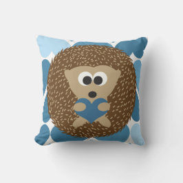 Almofada Cachorro e Corações Azuis