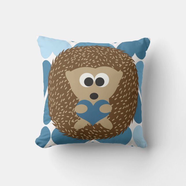 Almofada Cachorro e Corações Azuis (Frente)