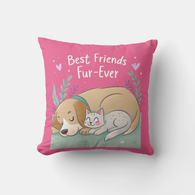 Almofada Cachorro e Gato Melhores Amigos Para Sempre (Frente)