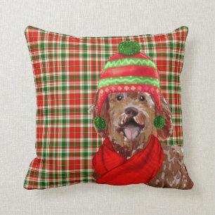 Almofada Cachorro e Xadrez de Natal