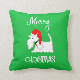Almofada Cachorro Escocês Branco Cachorro Festivo Amantes