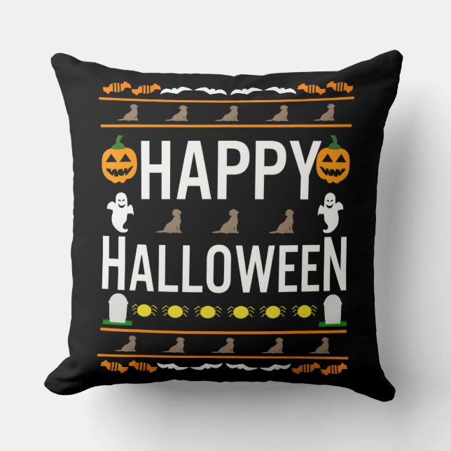 Almofada Cachorro | Feliz Chocolate de Halloween Labrador (Frente)