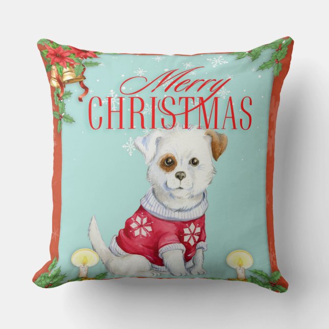 Almofada Cachorro Feliz Natal (Frente)