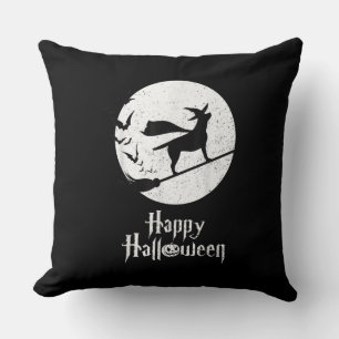 Almofada Cachorro Feliz Vassoura-de-bruxa do Halloween