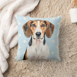 Almofada Cachorro Foxhound Inglês Americano Arte de Aquarel